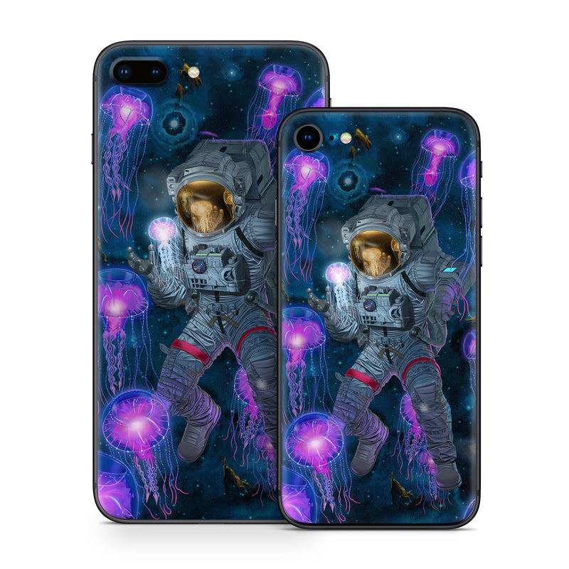 iPhone 8 Series Skin design of Light, Blue, Purple, World, Astronaut, Art, Astronomical object, Space, Cg artwork, Electric blue, with black, blue, gray, white, purple, yellow, red, brown colors