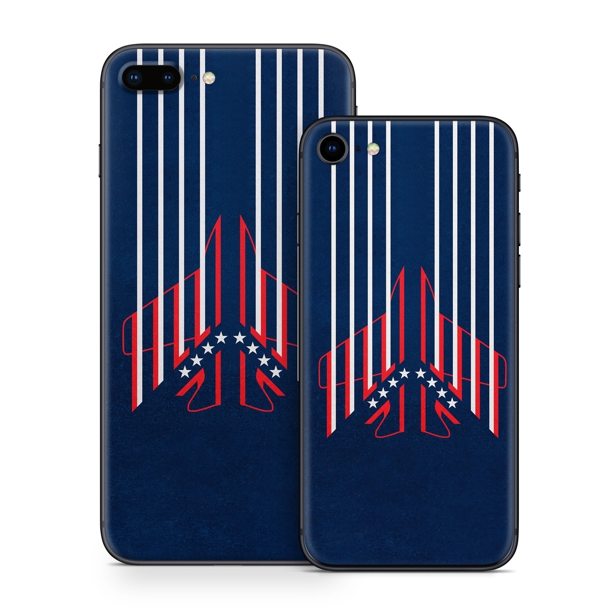 iPhone 8 Series Skin design of Sleeve, Font, Motor vehicle, T-shirt, Emblem, Poster, Electric blue, Symmetry, Symbol, Pattern, with blue, red, white colors