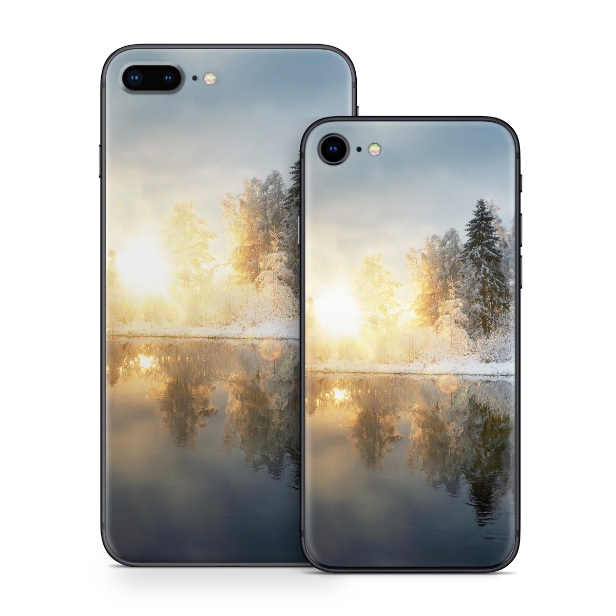 iPhone 8 Series Skin design of Cloud, Water, Sky, Water resources, Atmosphere, Plant, Natural landscape, Branch, Tree, Freezing, with blue, black, yellow, orange, white colors