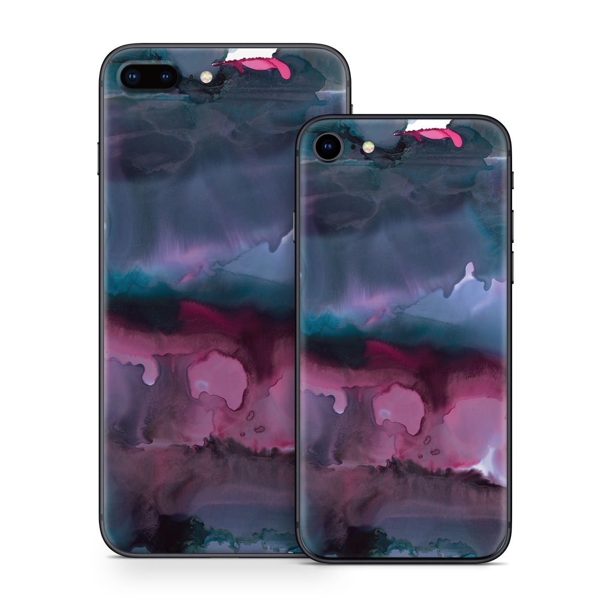 iPhone 8 Series Skin design of Watercolor paint, Purple, Painting, Ice, Magenta, Sky, Art, Cloud, Paint, Modern art, with black, white, purple, blue, red colors