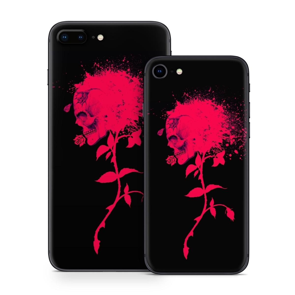 iPhone 8 Series Skin design of Red, Black, Pink, Graphic design, Magenta, Visual arts, Graphics, Illustration, Plant, Art, with black, red colors