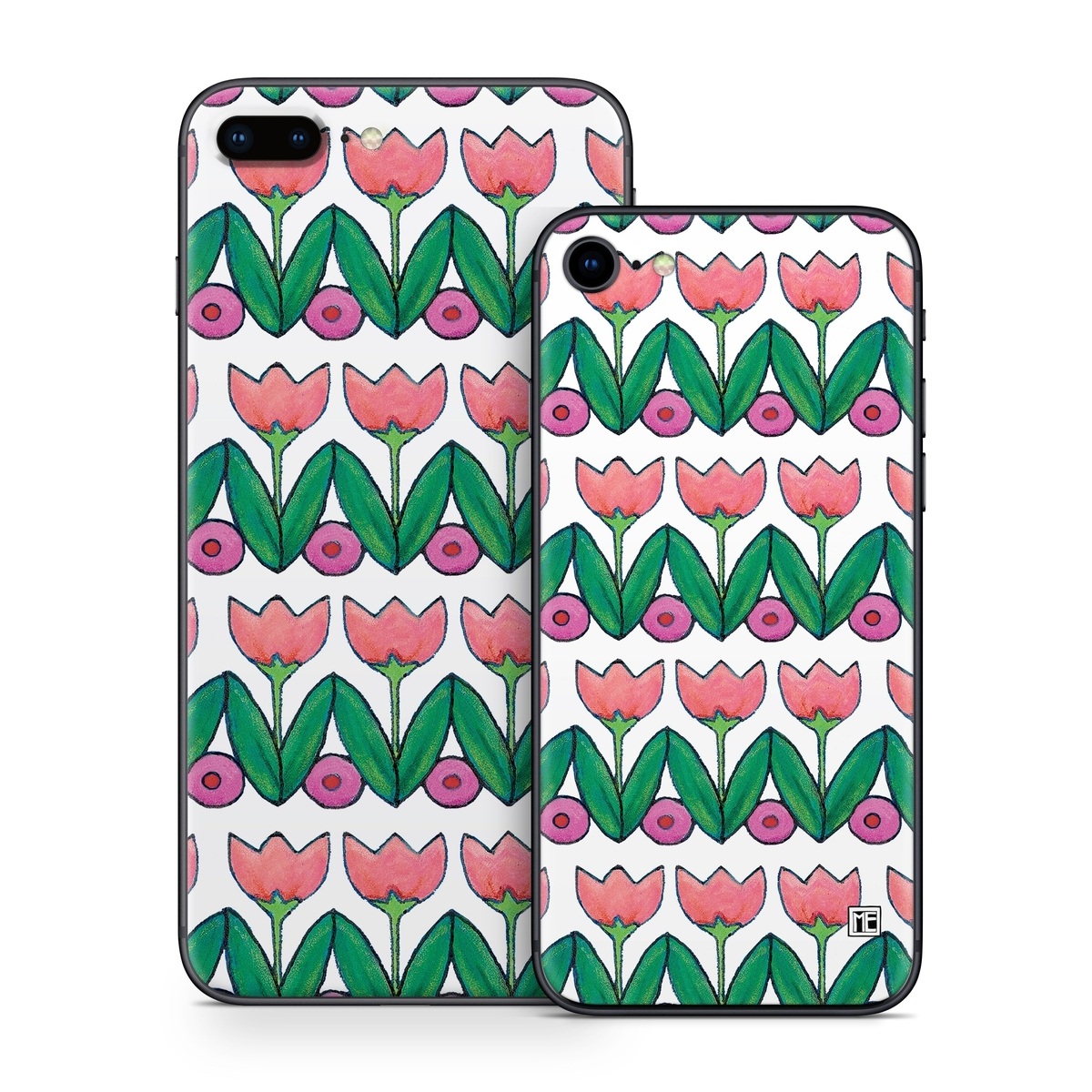 iPhone 8 Series Skin design of Green, Rectangle, Textile, Botany, Line, Symmetry, Art, Font, Pattern, Magenta, with white, green, pink, purple colors