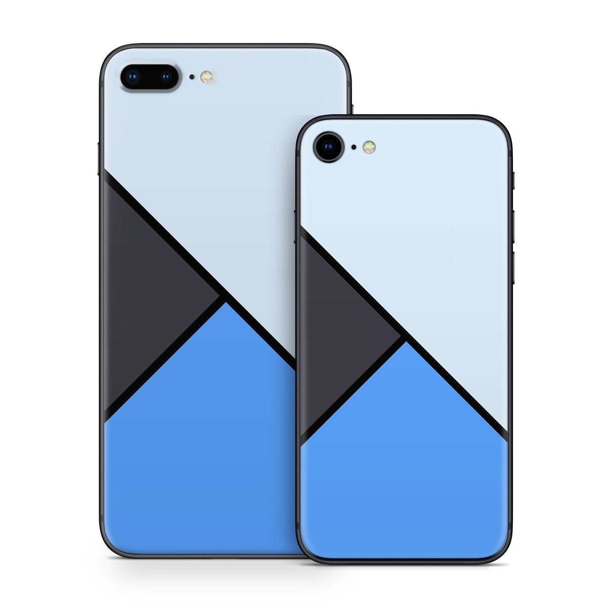 iPhone 8 Series Skin design of Blue, Line, Cobalt blue, Triangle, Azure, Electric blue, Parallel, Symmetry, Font, with blue, gray, black colors
