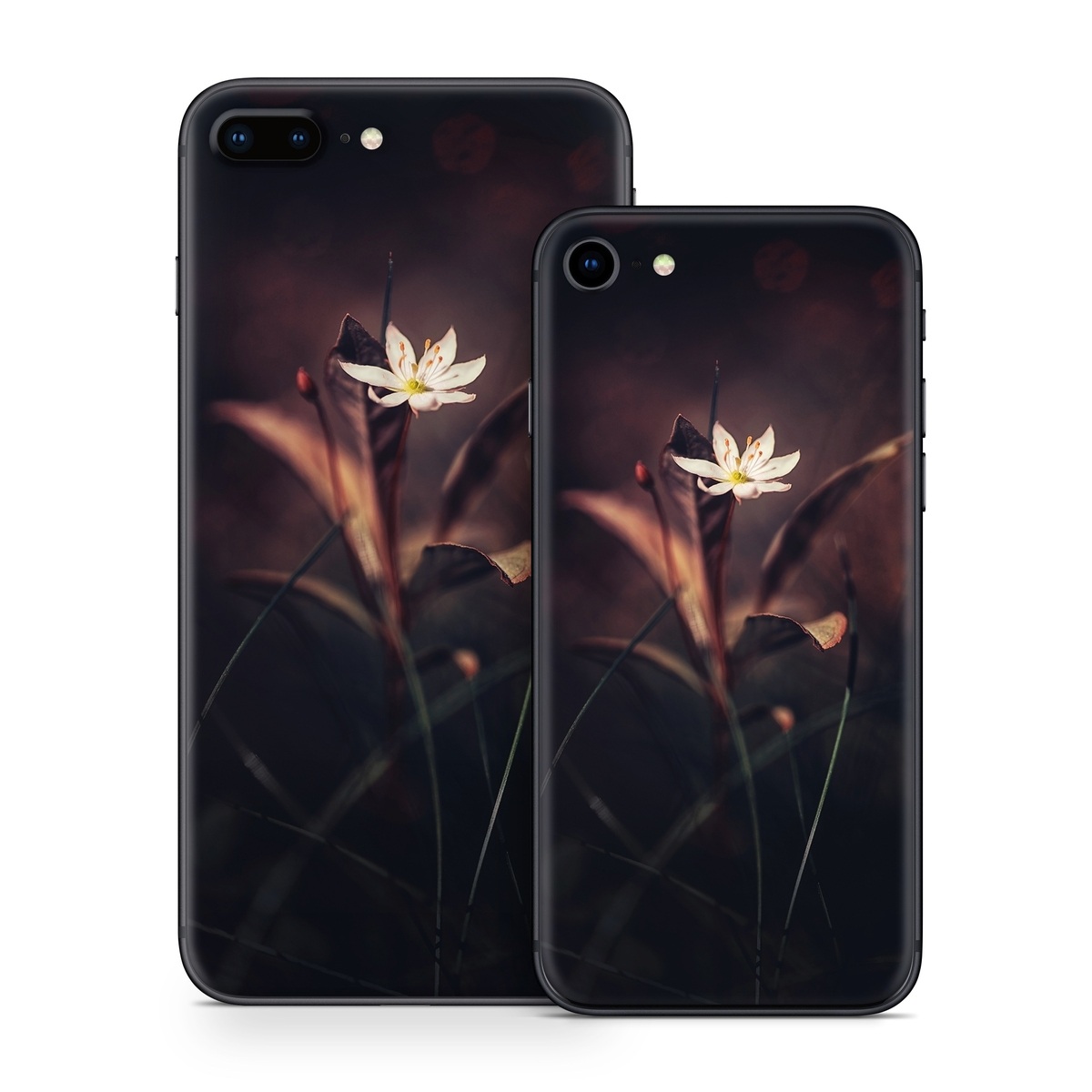 iPhone 8 Series Skin design of Flower, Yellow, Light, Plant, Sky, Still life photography, Wildflower, Petal, Darkness, Spring, with black, red colors