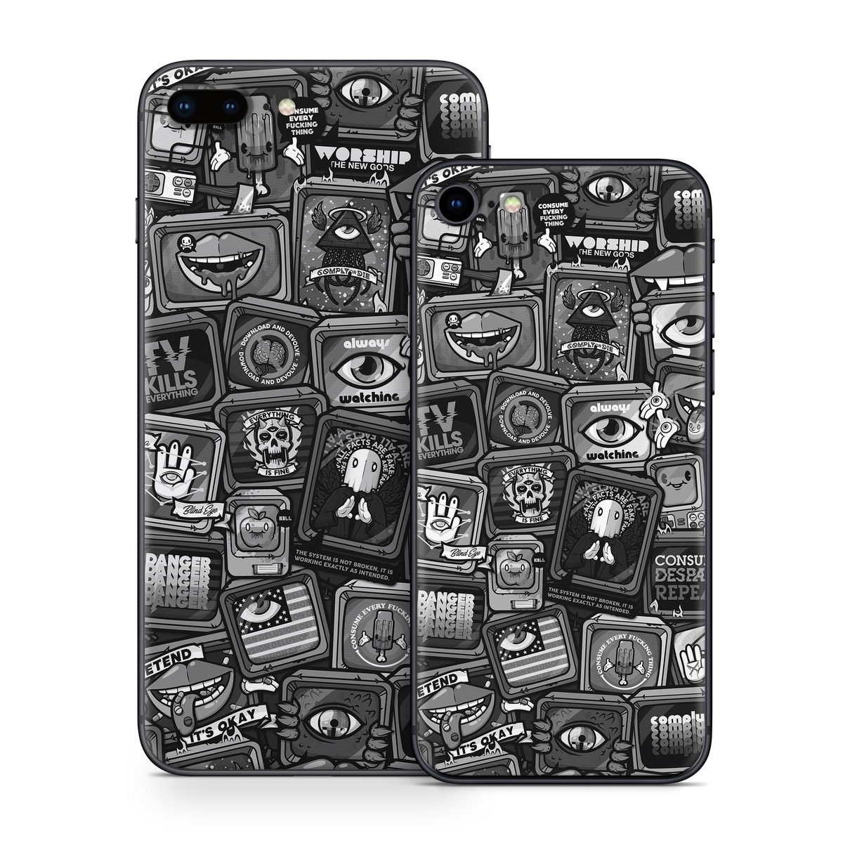 iPhone 8 Series Skin design of Font, Text, Pattern, Black-and-white, Design, Photography, Stock photography, Illustration, Monochrome, Drawing, with black, white, gray colors