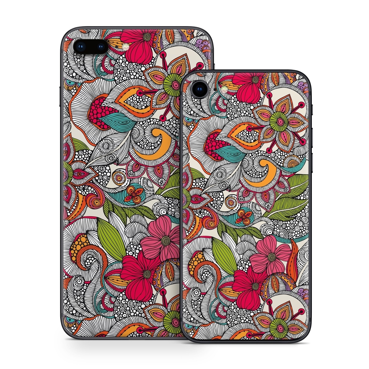 iPhone 8 Series Skin design of Pattern, Drawing, Visual arts, Art, Design, Doodle, Floral design, Motif, Illustration, Textile, with gray, red, black, green, purple, blue colors