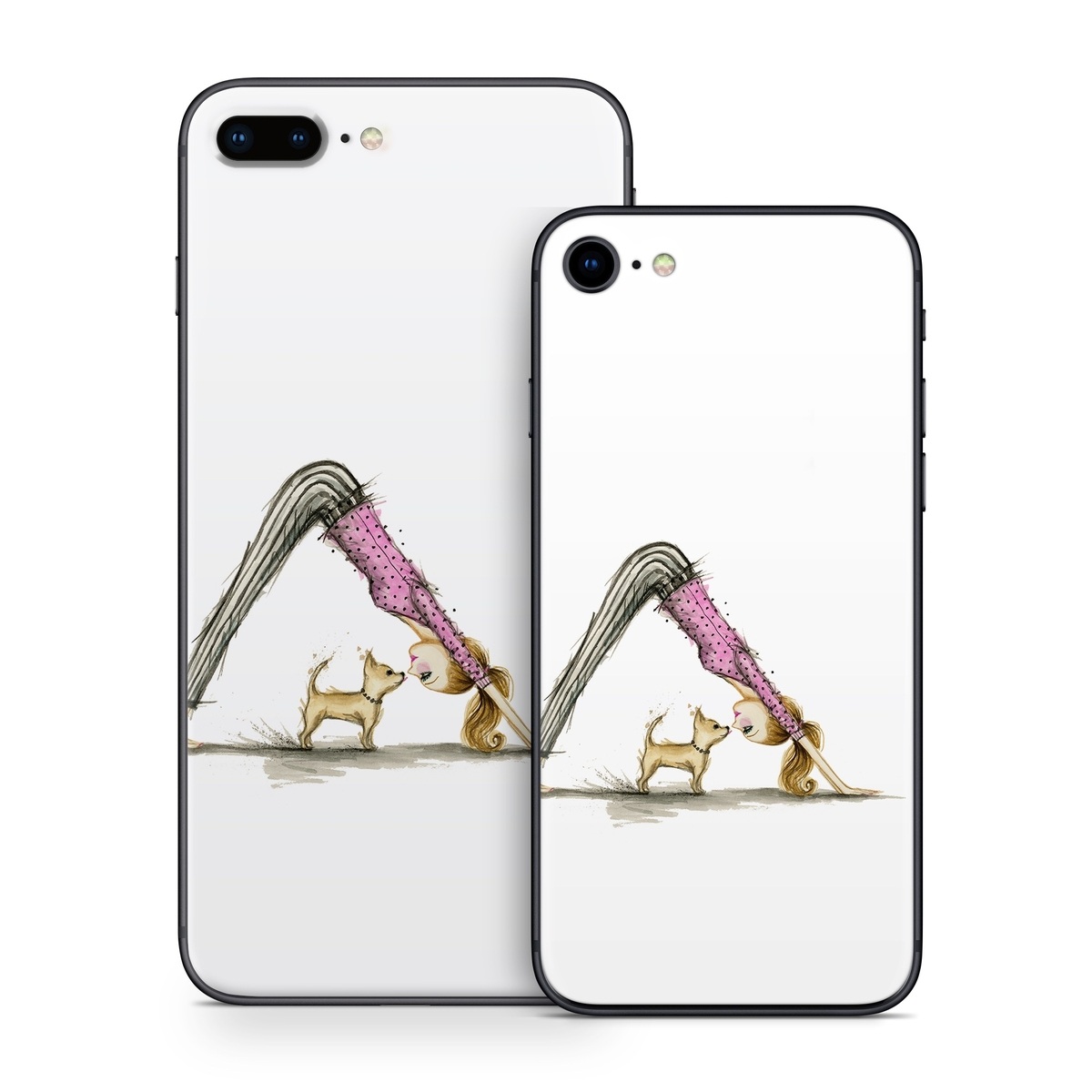 iPhone 8 Series Skin design of Drawing, Illustration, with white, pink, black, white, brown, yellow colors