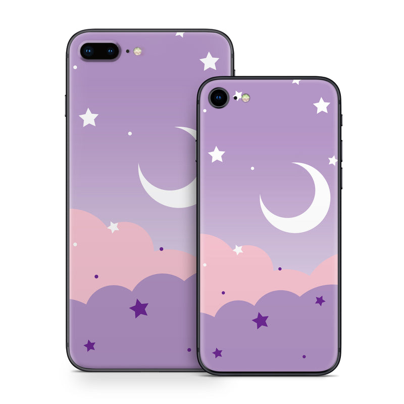 iPhone 8 Series Skin design of Astronomical object, Pink, Star, Purple, Crescent, Moon, Graphics, Animation, Wallpaper, Graphic design, with purple, white colors