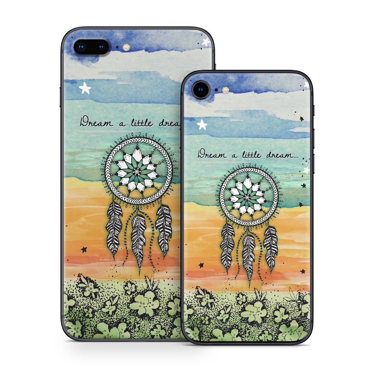 iPhone 8 Series Skin design of Text, Sky, Font, Illustration, Plant, Art, Wildflower, sunflower, Graphics, with blue, green, yellow, orange, black colors