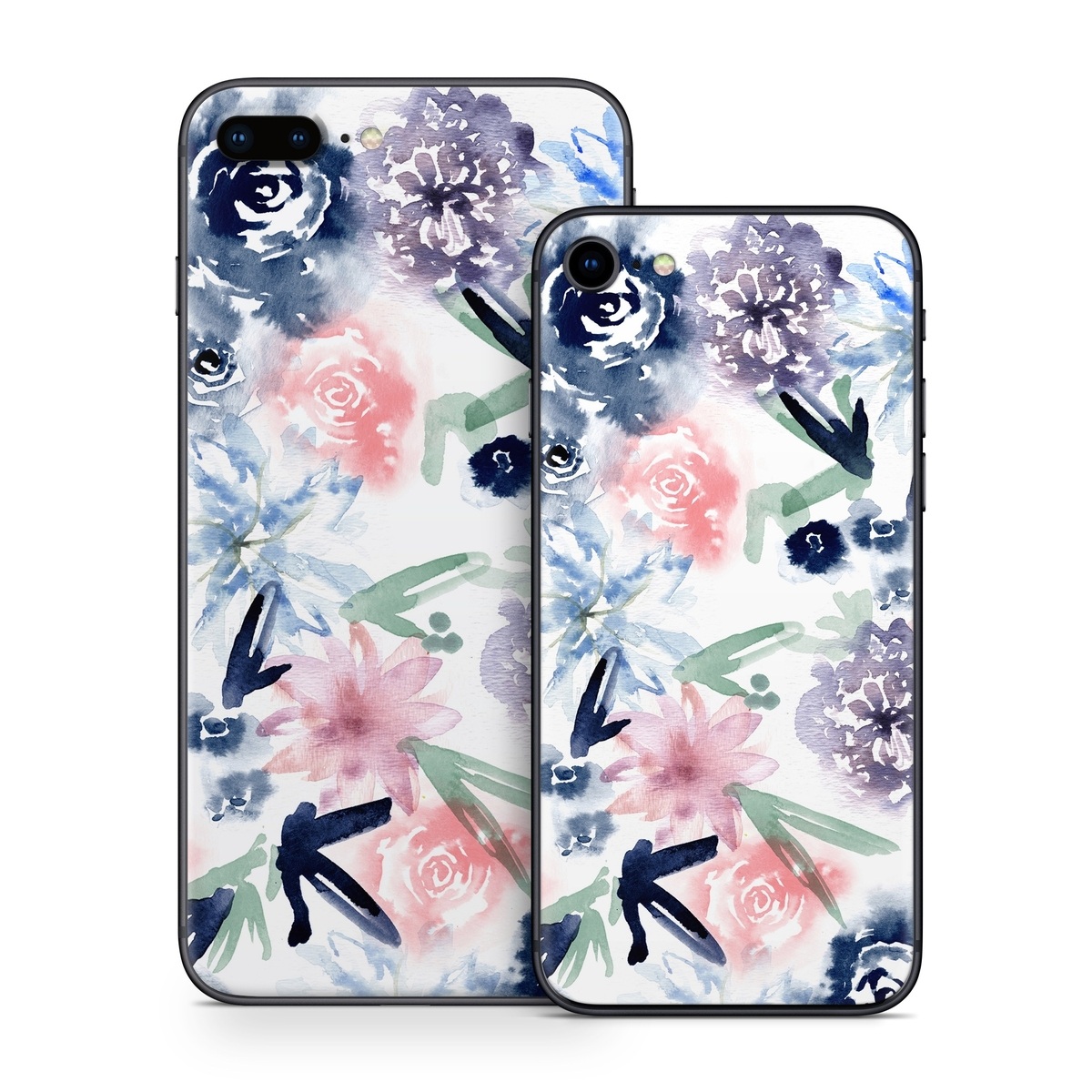 iPhone 8 Series Skin design of Pattern, Graphic design, Design, Floral design, Plant, Flower, Illustration, with white, blue, purple, green, pink colors