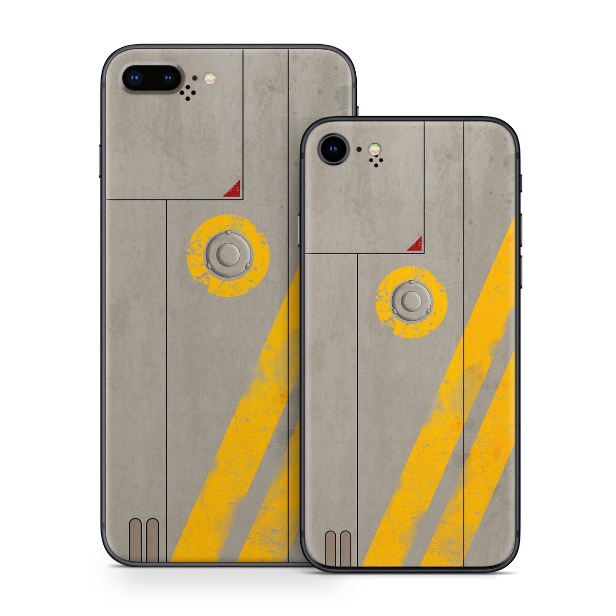 iPhone 8 Series Skin design of Yellow, Wall, Line, Orange, Design, Concrete, Font, Architecture, Parallel, Wood, with gray, yellow, red, black colors
