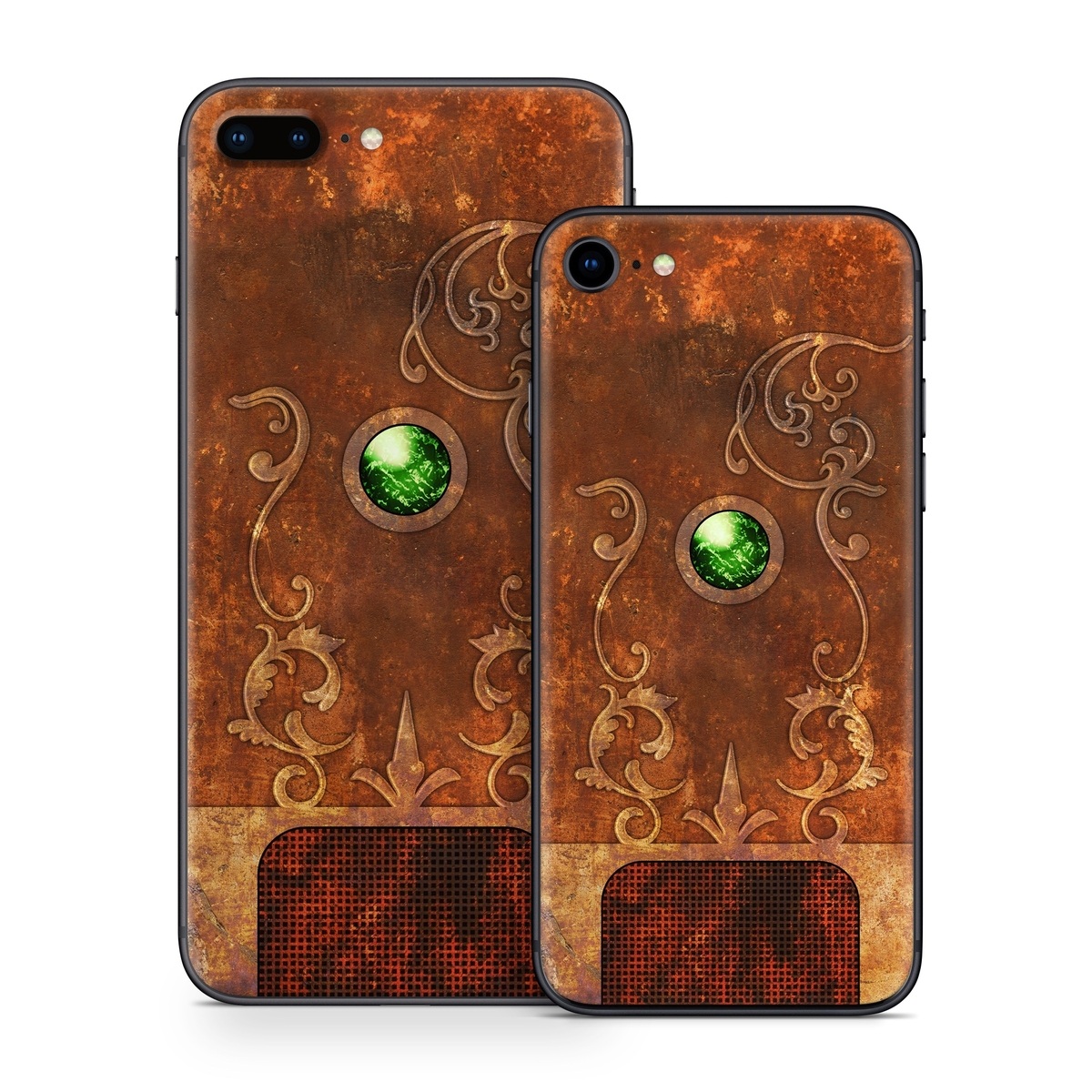 iPhone 8 Series Skin design, with brown, red, yellow, green, orange colors