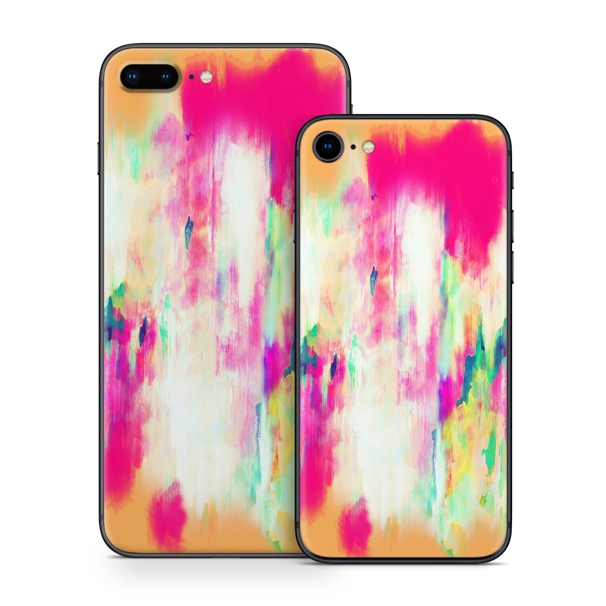 iPhone 8 Series Skin design of Pink, Magenta, Art, Watercolor paint, Dye, Visual arts, Pattern, Modern art, Painting, Acrylic paint, with red, white, green colors