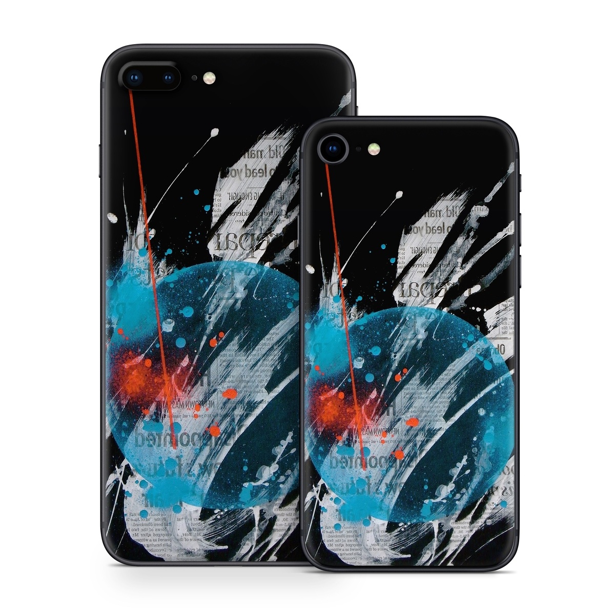 iPhone 8 Series Skin design of Graphic design, Illustration, Graphics, Design, Art, Space, World, with black, gray, blue, red colors