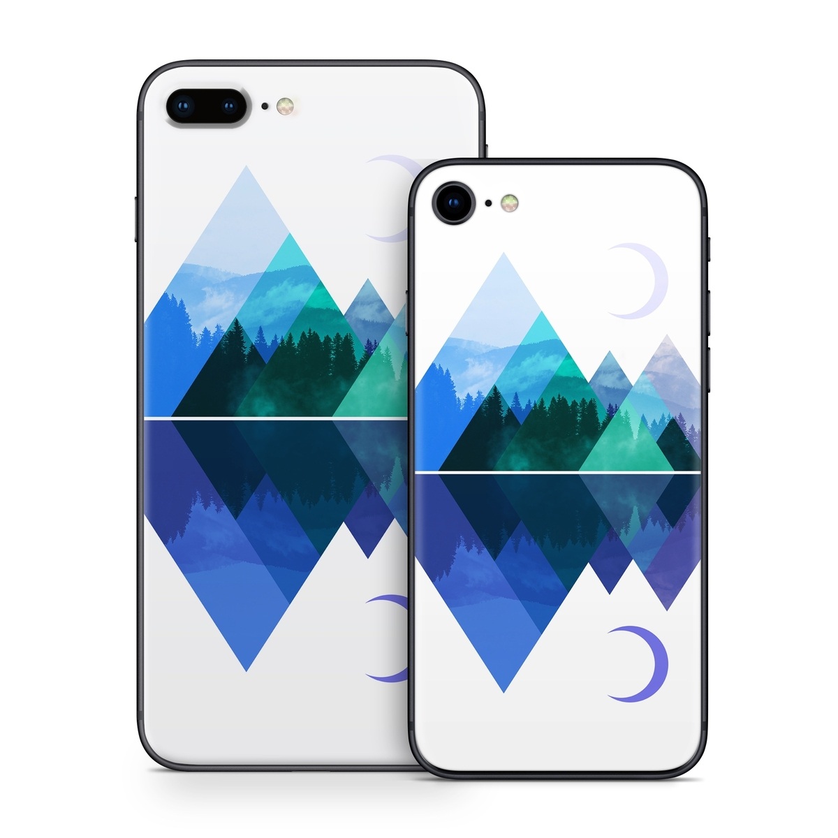 iPhone 8 Series Skin design of Blue, Cobalt blue, Azure, Pattern, Logo, Design, Electric blue, Graphics, Illustration, Triangle, with white, blue, purple, green colors