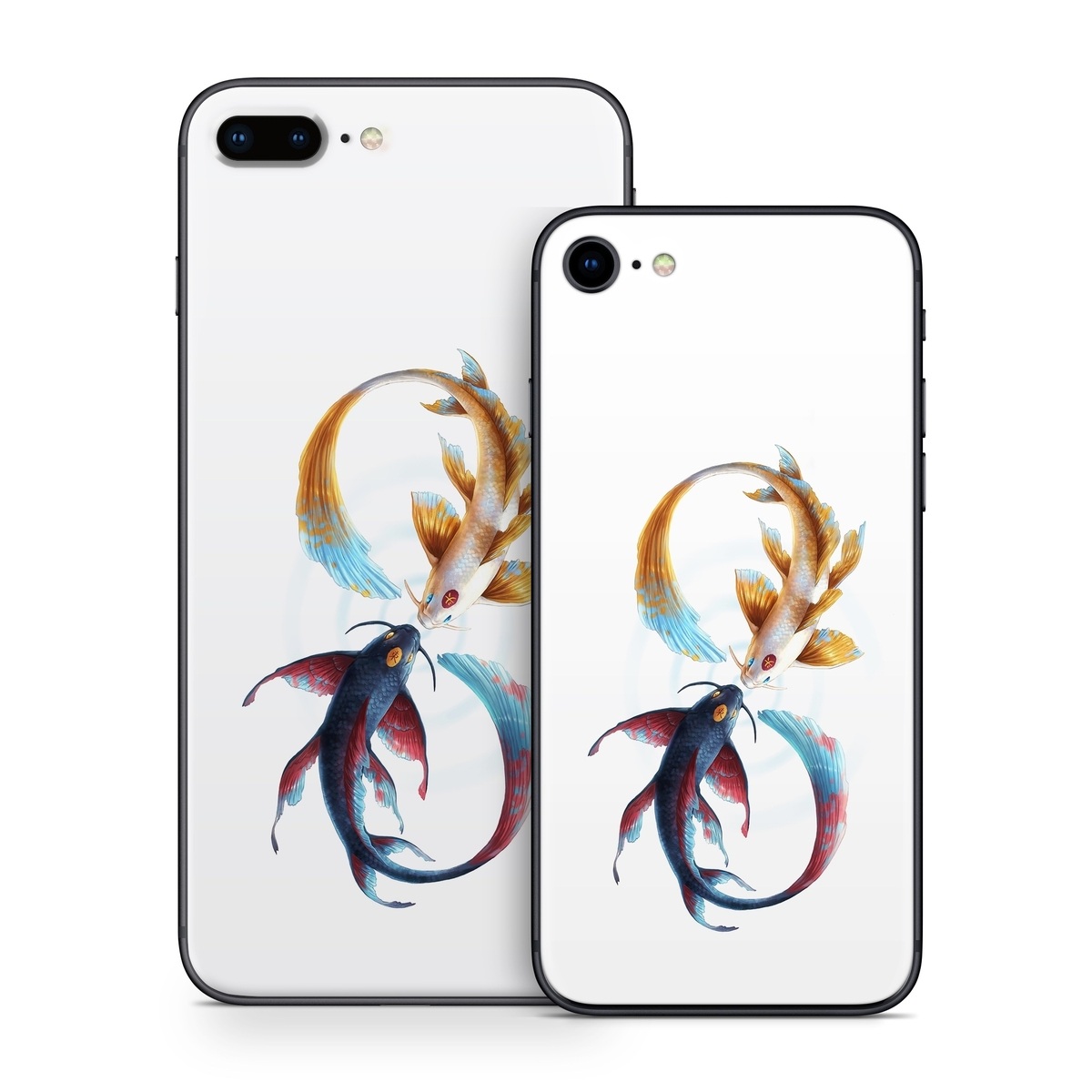 iPhone 8 Series Skin design of Marine invertebrates, Art, Wing, Feather, Tree, Beak, Electric blue, Fish, Natural material, Painting, with white, black, yellow, orange, red, blue colors