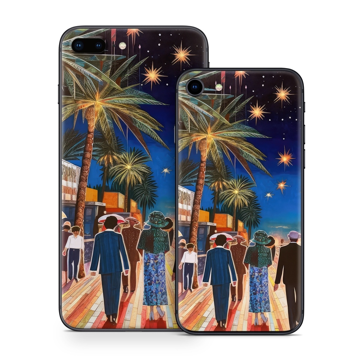 iPhone 8 Series Skin design of Photograph, Sky, World, Light, Tree, Leisure, Line, Fun, Travel, People, with blue, black, yellow, orange, red, green, brown, black colors