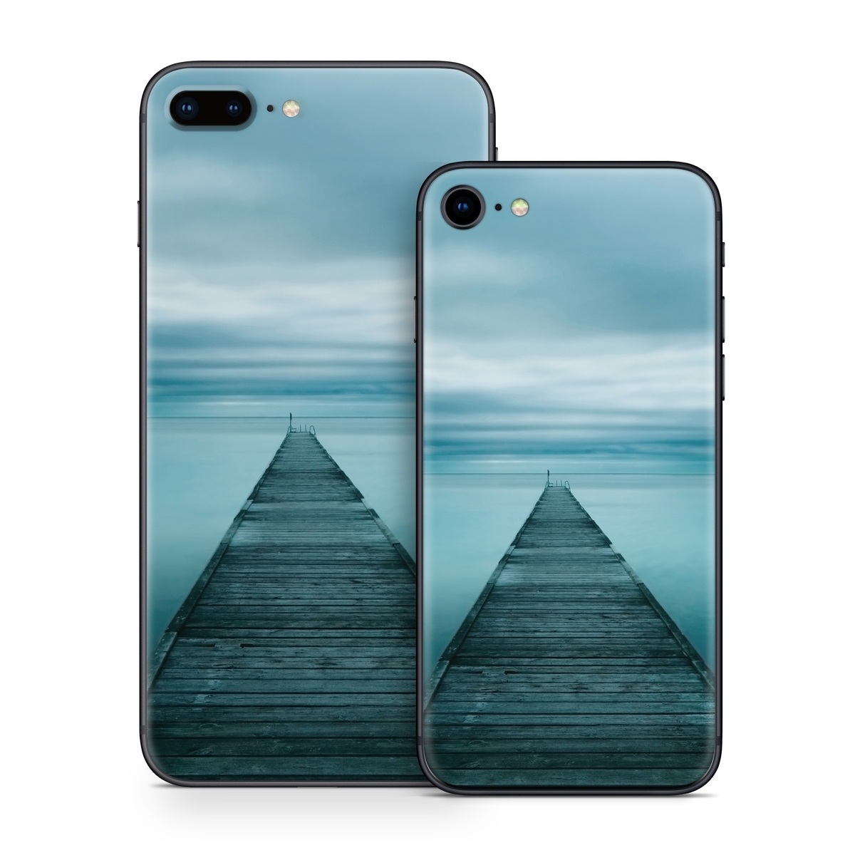 iPhone 8 Series Skin design of Sea, Water, Horizon, Sky, Blue, Ocean, Daytime, Calm, Fixed link, Symmetry, with black, blue, gray colors