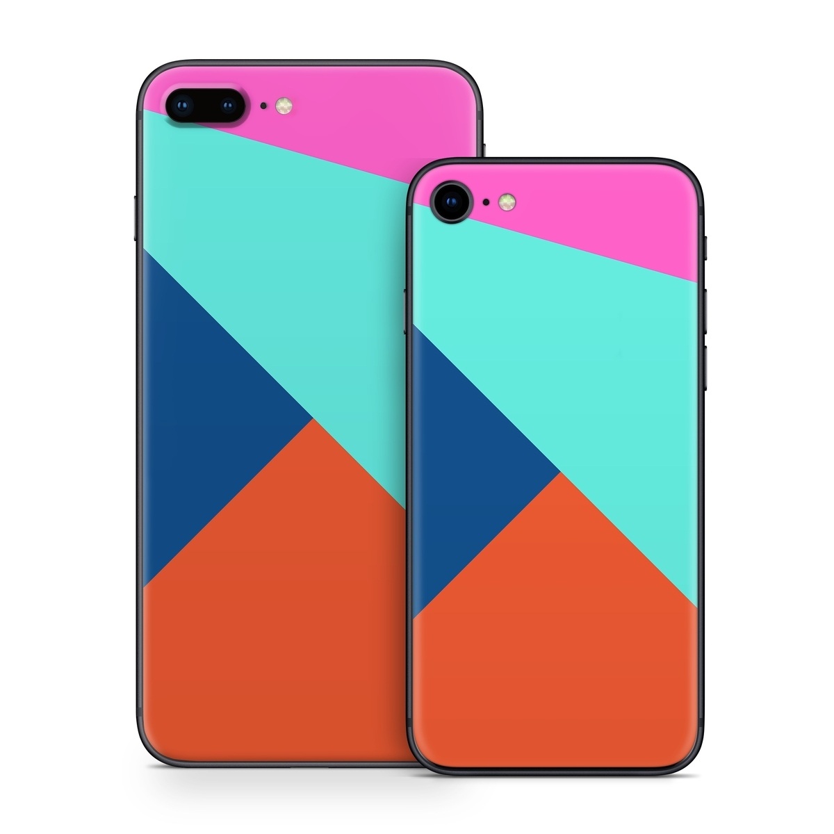 iPhone 8 Series Skin design of Blue, Colorfulness, Turquoise, Line, Azure, Triangle, Pattern, Graphic design, Magenta, with blue, pink, orange, red colors