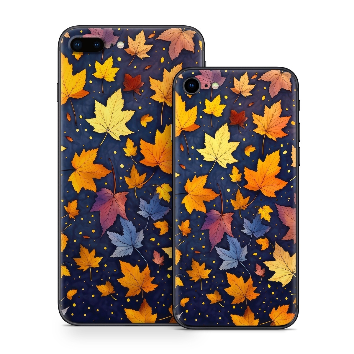 iPhone 8 Series Skin design of Orange, Line, Pattern, Electric blue, Symmetry, Groundcover, Flowering plant, Design, Flower, Art, with yellow, orange, red, black, blue, purple colors