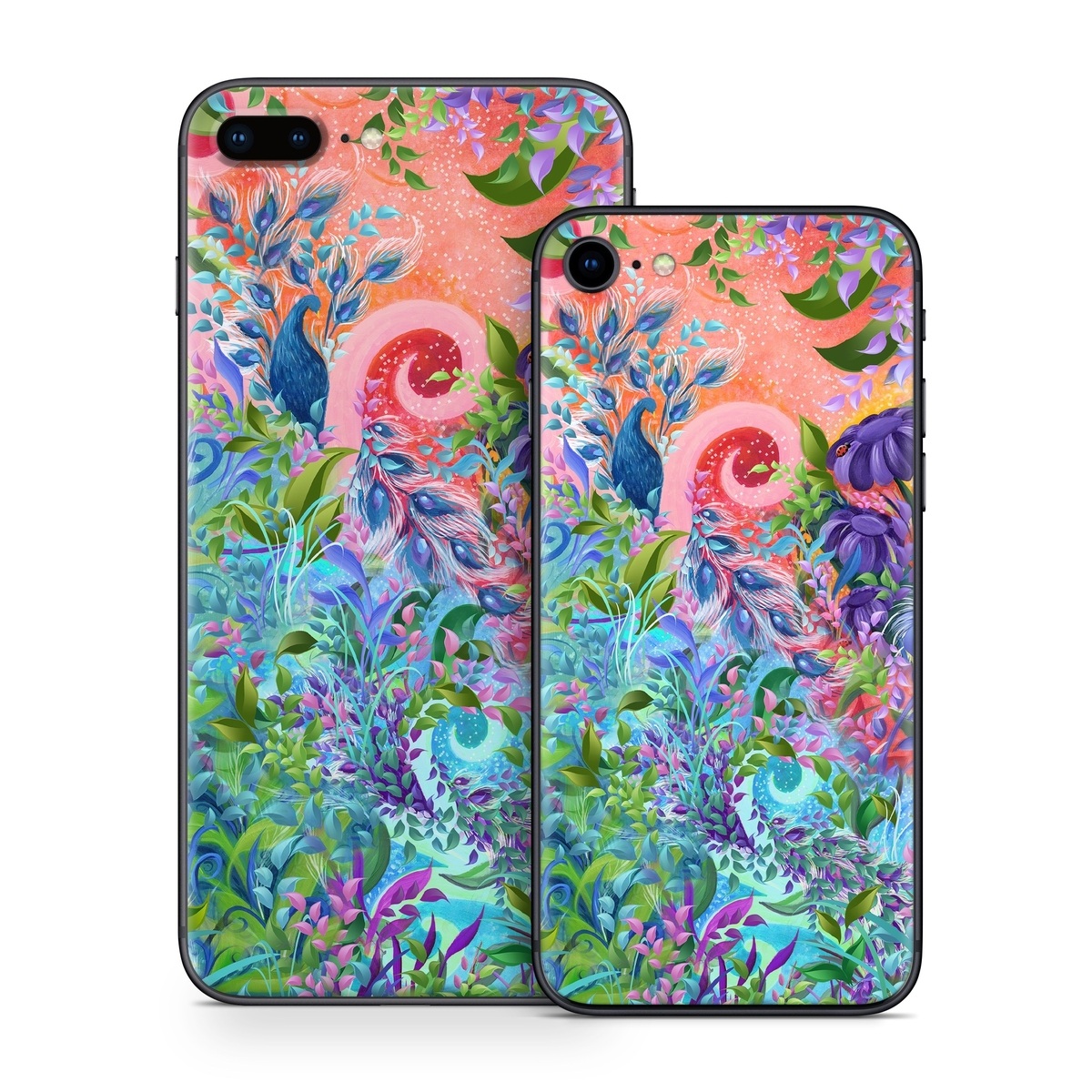 iPhone 8 Series Skin design of Psychedelic art, Painting, Art, Acrylic paint, Pattern, Modern art, Visual arts, Textile, Design, Organism, with gray, blue, green, pink colors