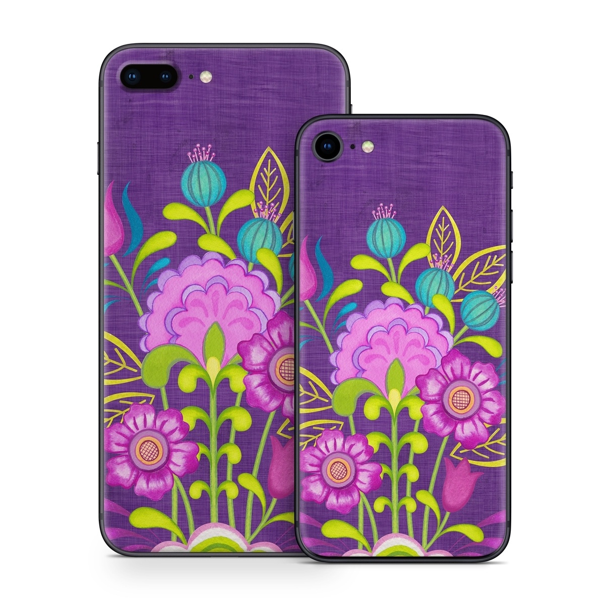 iPhone 8 Series Skin design of Flower, Pattern, Plant, Violet, Botany, Visual arts, Design, Floral design, Art, Magenta, with blue, purple, green, gray, red colors