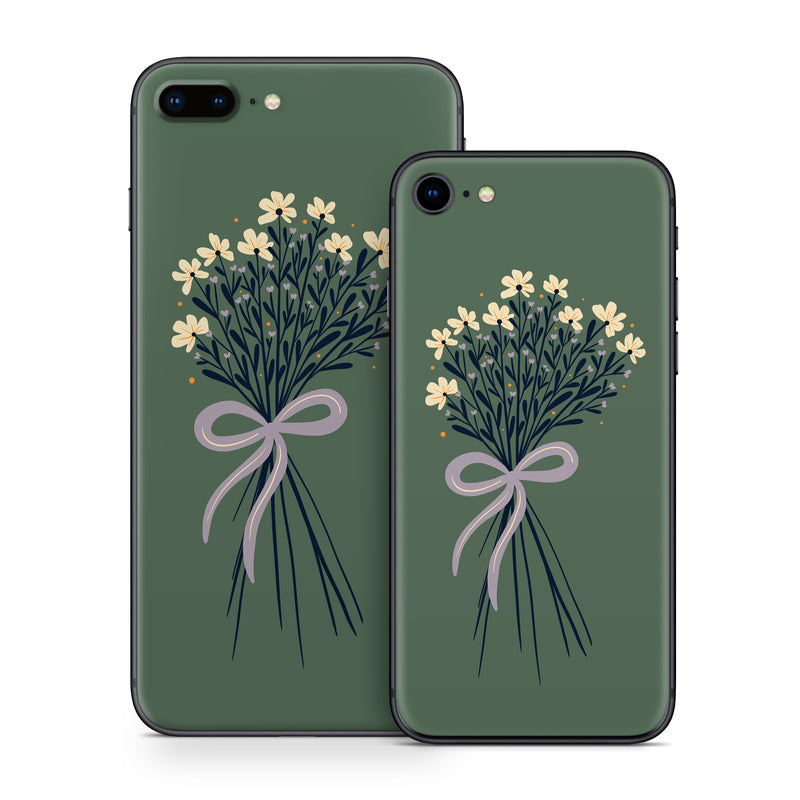 iPhone 8 Series Skin design of Flower, Plant, Twig, Tree, Art, Pedicel, Flowering plant, Grass, Petal, Illustration, with green, yellow, white, purple colors