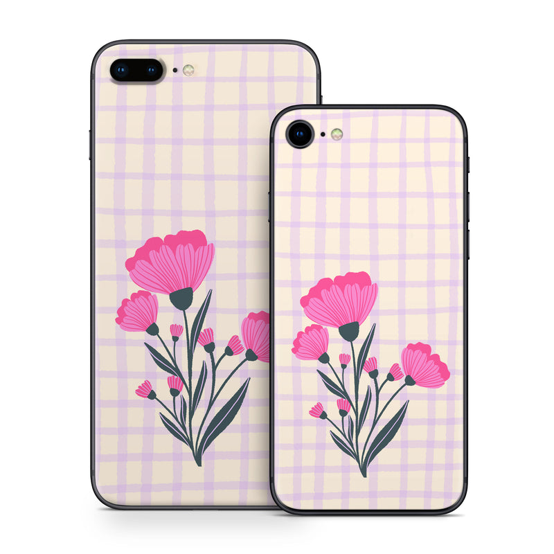 iPhone 8 Series Skin design of Flower, Plant, Petal, Product, Dishware, Textile, Creative arts, Pink, Art, Magenta, with white, green, pink, purple colors
