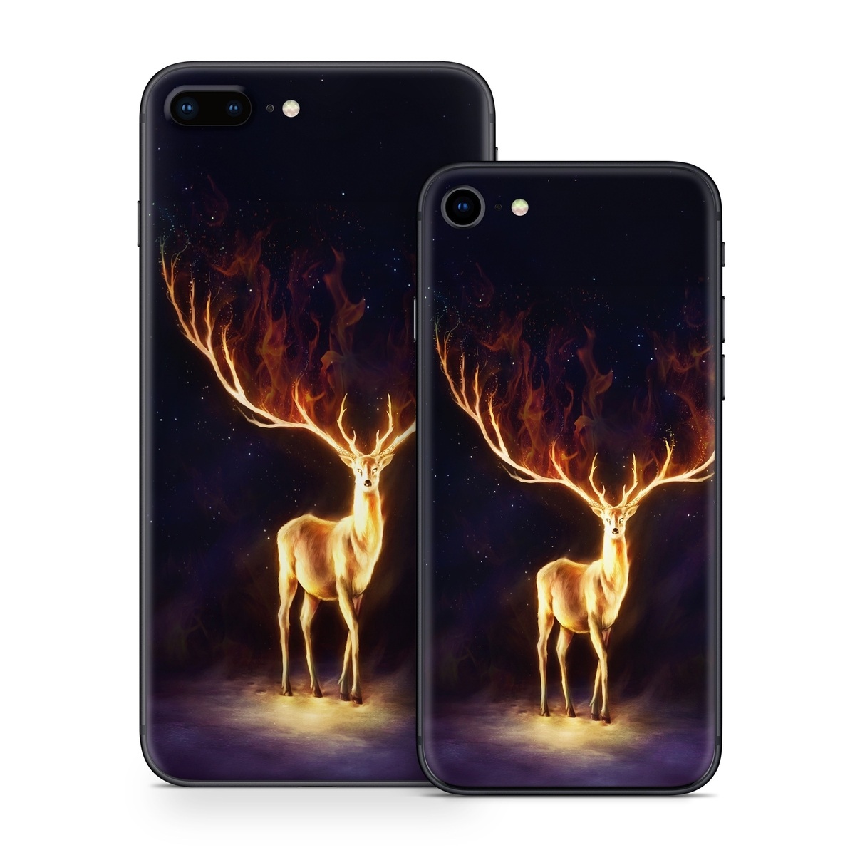 iPhone 8 Series Skin design of Plant, Tree, Organism, Entertainment, Fawn, Art, Heat, Performing arts, Landscape, Sky, with black, yellow, red, orange, purple colors