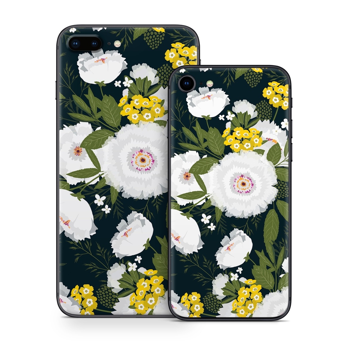 iPhone 8 Series Skin design of Flower, Flowering plant, Plant, Petal, Daisy, mayweed, Wildflower, Floral design, Annual plant, with green, yellow, white, orange colors