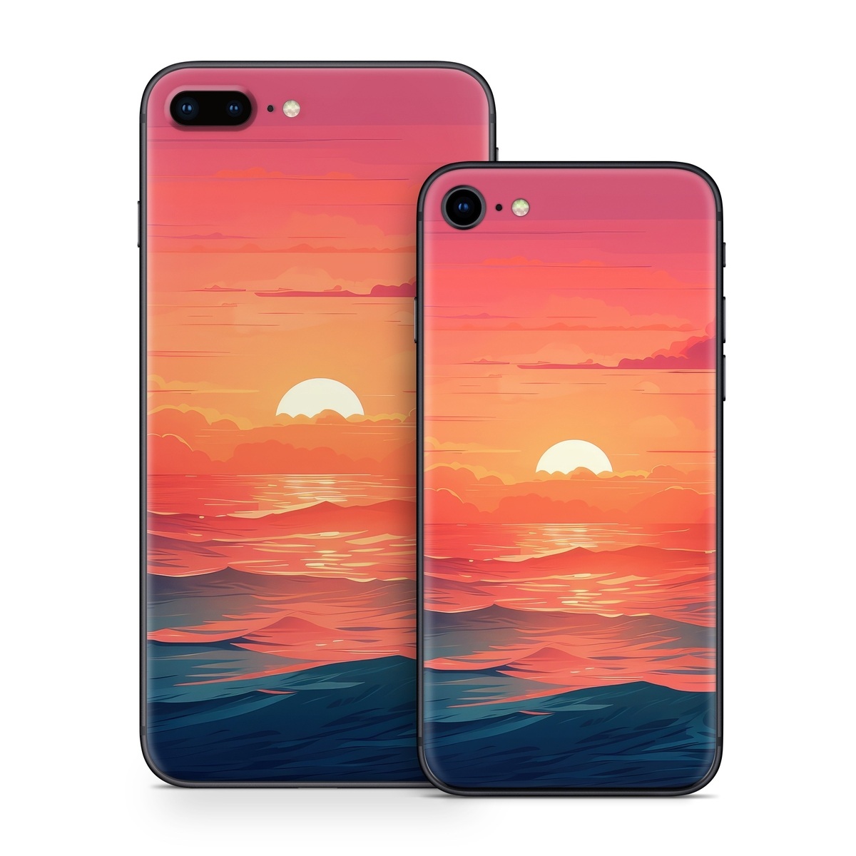 iPhone 8 Series Skin design of Cloud, Sky, Atmosphere, Daytime, Afterglow, Ecoregion, Nature, Dusk, Water, Orange, with blue, red, yellow, orange, pink, black, purple colors