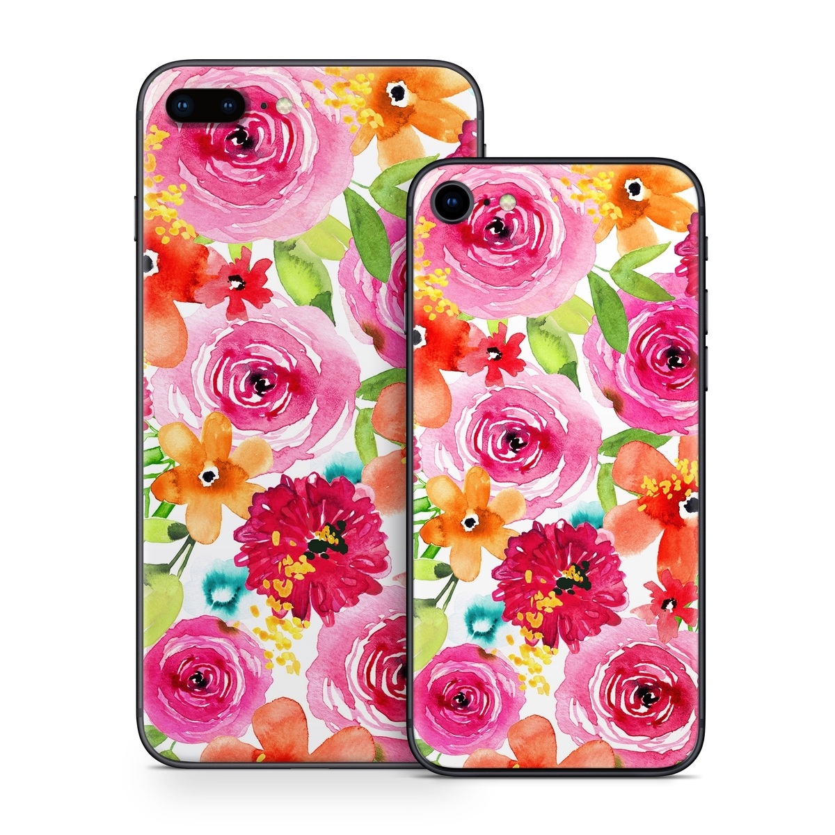 iPhone 8 Series Skin design of Flower, Cut flowers, Floral design, Plant, Pink, Bouquet, Petal, Flower Arranging, Artificial flower, Clip art, with pink, red, green, orange, yellow, blue, white colors
