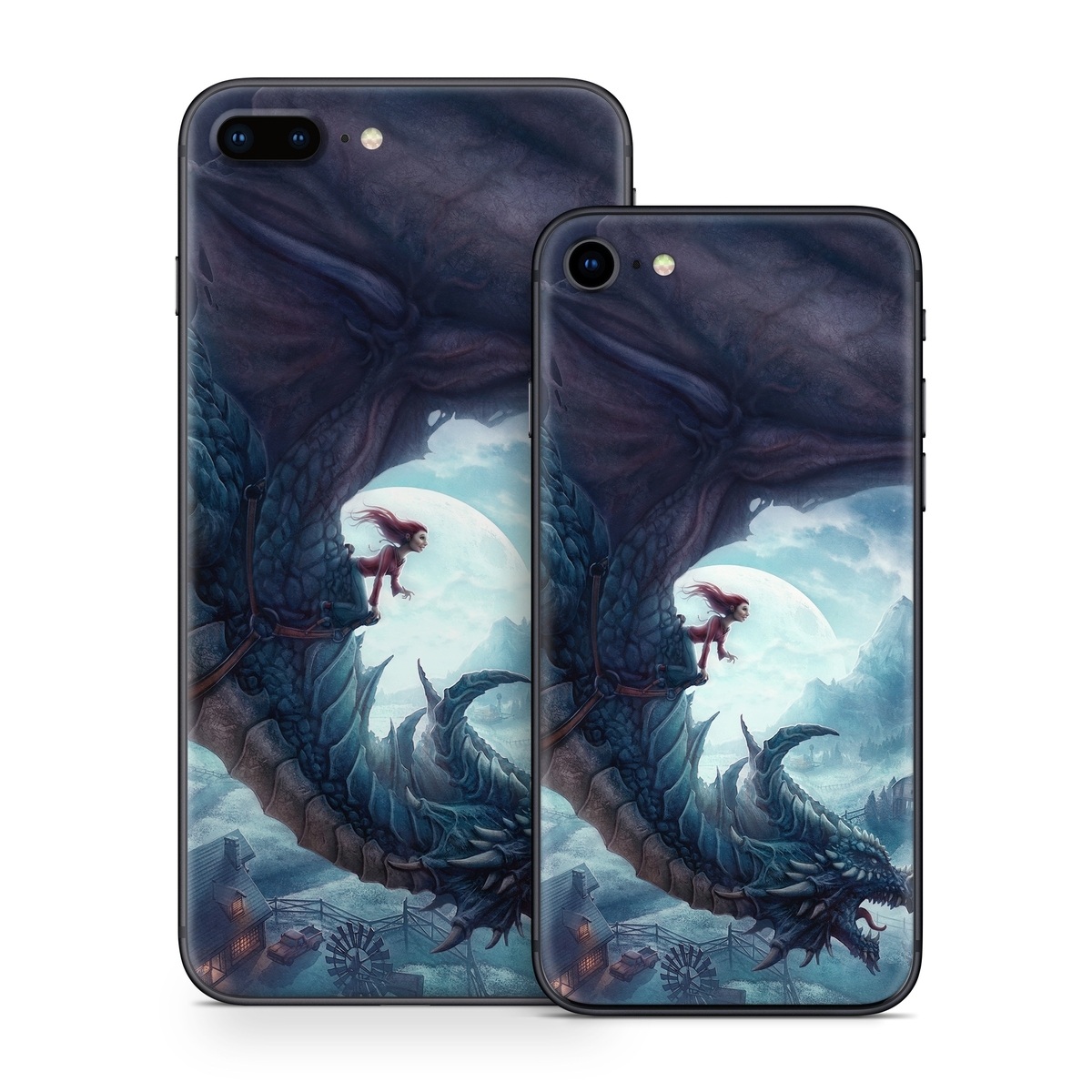 iPhone 8 Series Skin design of Dragon, Cg artwork, Illustration, Action-adventure game, Fictional character, Mythical creature, Mythology, Fiction, Cryptid, Extinction, with blue, white, brown, green colors