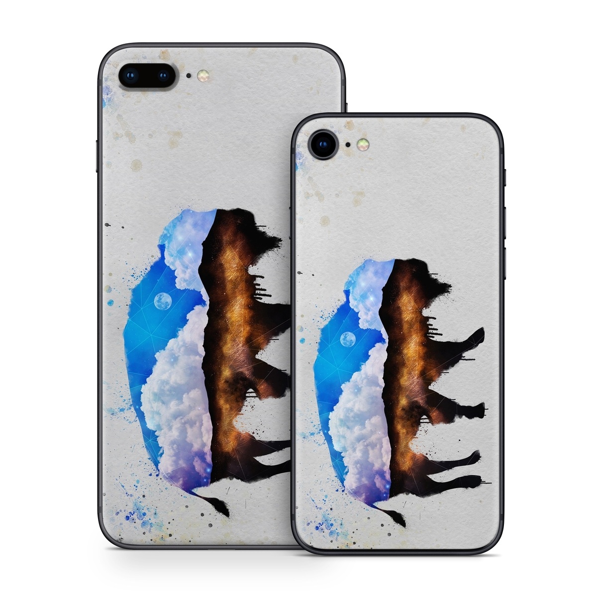 iPhone 8 Series Skin design of Watercolor paint, Illustration, Art, Water, Painting, Sky, Paint, Acrylic paint, Drawing, Visual arts, with gray, blue, white, black, yellow, orange colors