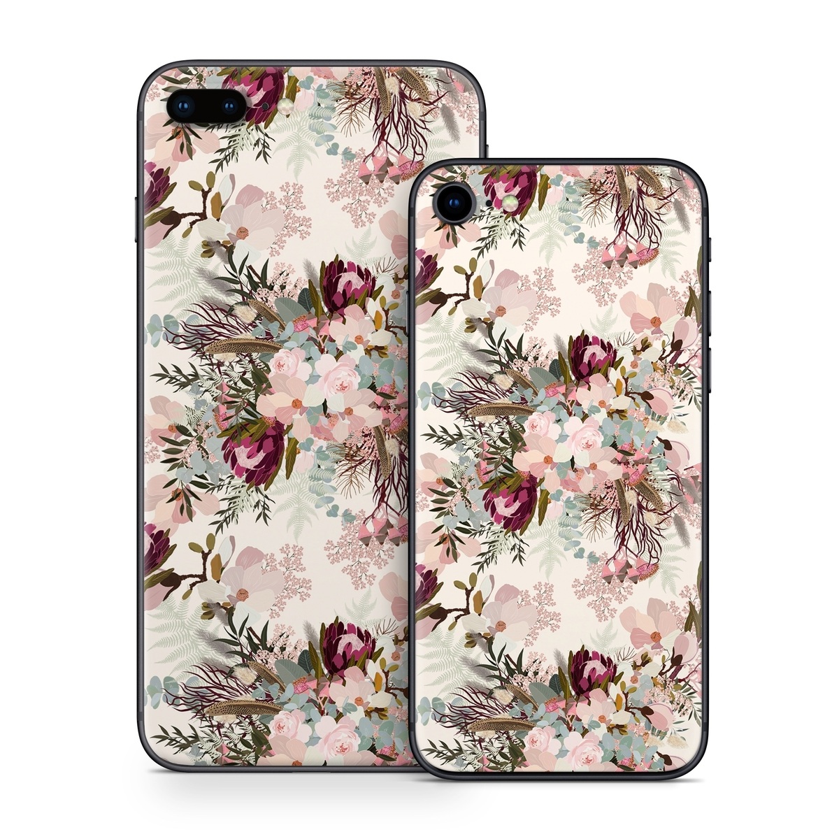 iPhone 8 Series Skin design of Pink, Pattern, Lilac, Flower, Plant, Petal, Floral design, Textile, Design, Blossom, with white, red, pink, blue, brown colors