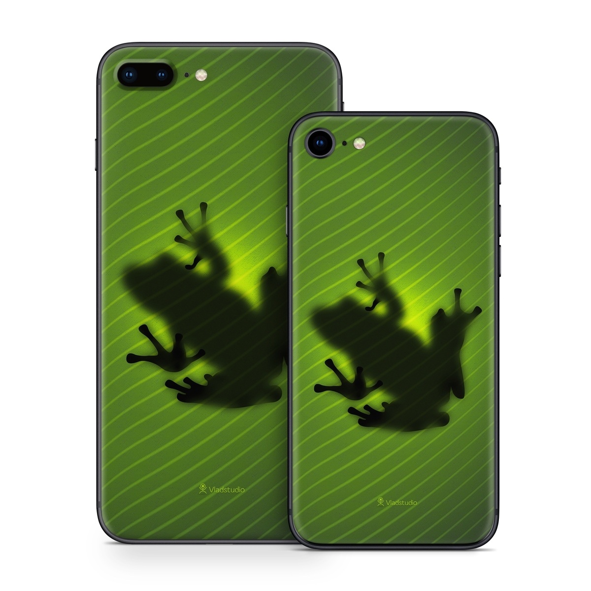 iPhone 8 Series Skin design of Green, Frog, Tree frog, Amphibian, Shadow, Silhouette, Macro photography, Illustration, with green, black colors