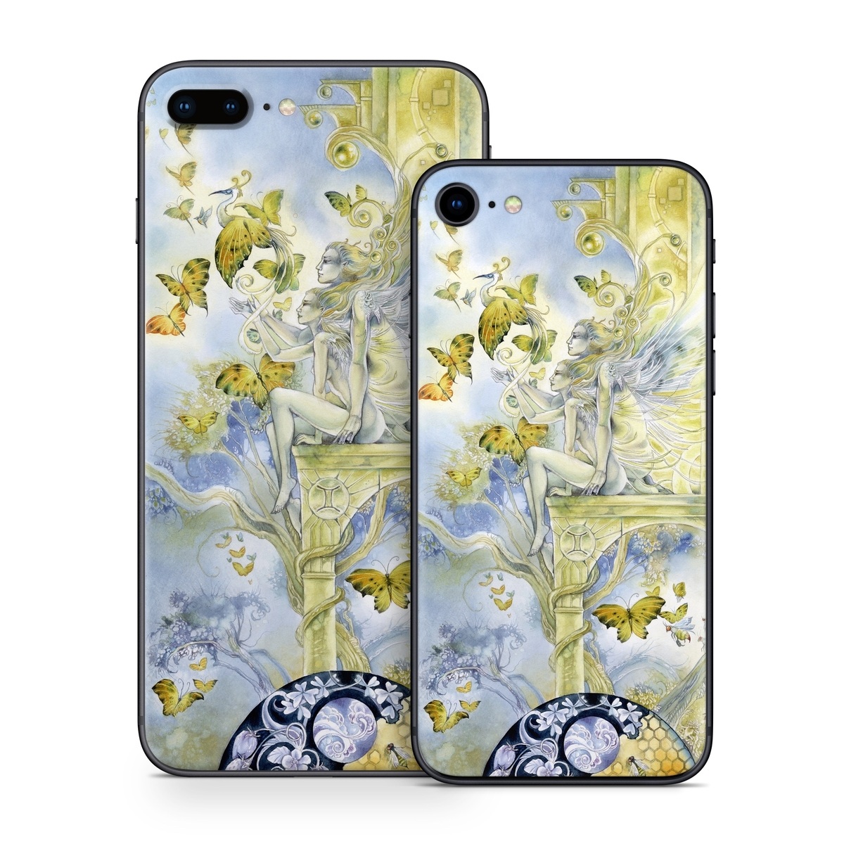 iPhone 8 Series Skin design of Illustration, Watercolor paint, Art, Painting, Plant, with gray, green, yellow, purple, black colors