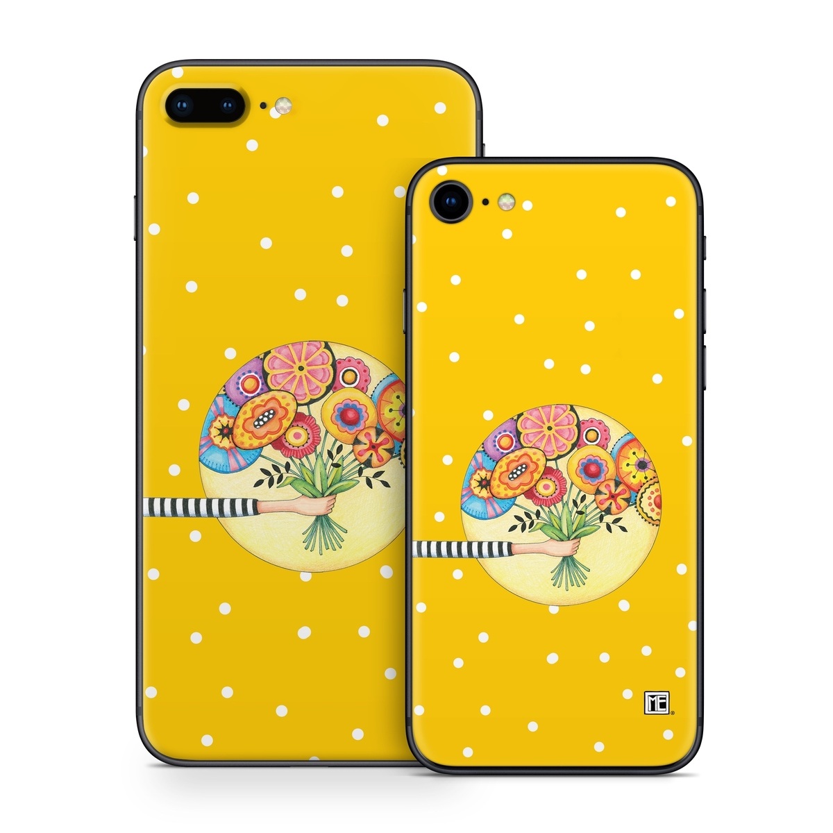 iPhone 8 Series Skin design of Circle, Illustration, Clip art, Plant, with orange, yellow, pink, gray, green, black colors