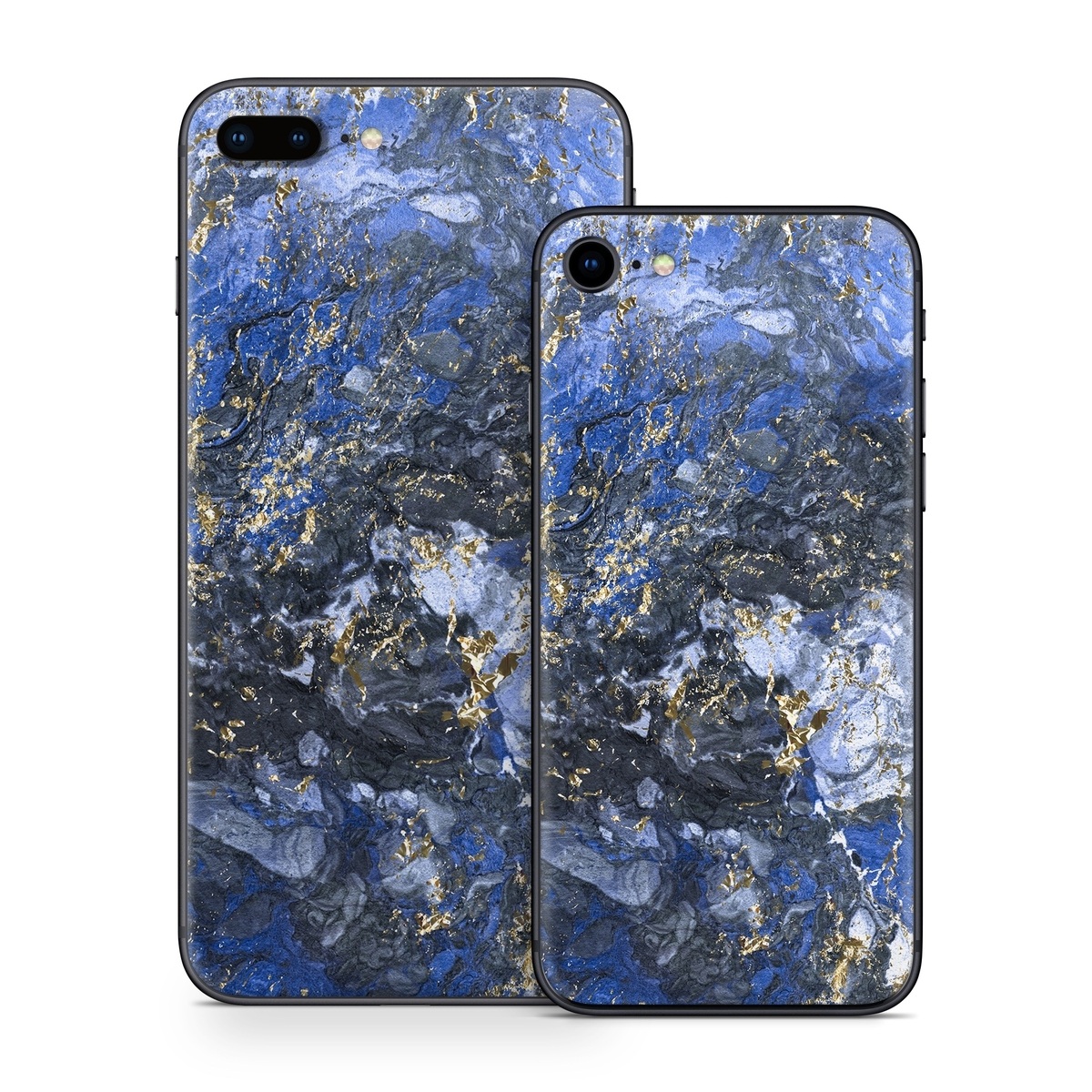 iPhone 8 Series Skin design of Blue, Water, Cobalt blue, Rock, Painting, Geology, Electric blue, Mineral, Pattern, Acrylic paint, with black, blue, yellow, white, gray colors