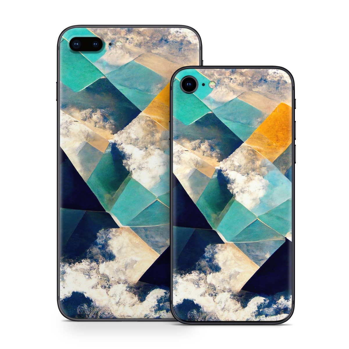 iPhone 8 Series Skin design of Daytime, World, Nature, Blue, Azure, Green, Triangle, Rectangle, Architecture, Art, with blue, yellow, white, green colors