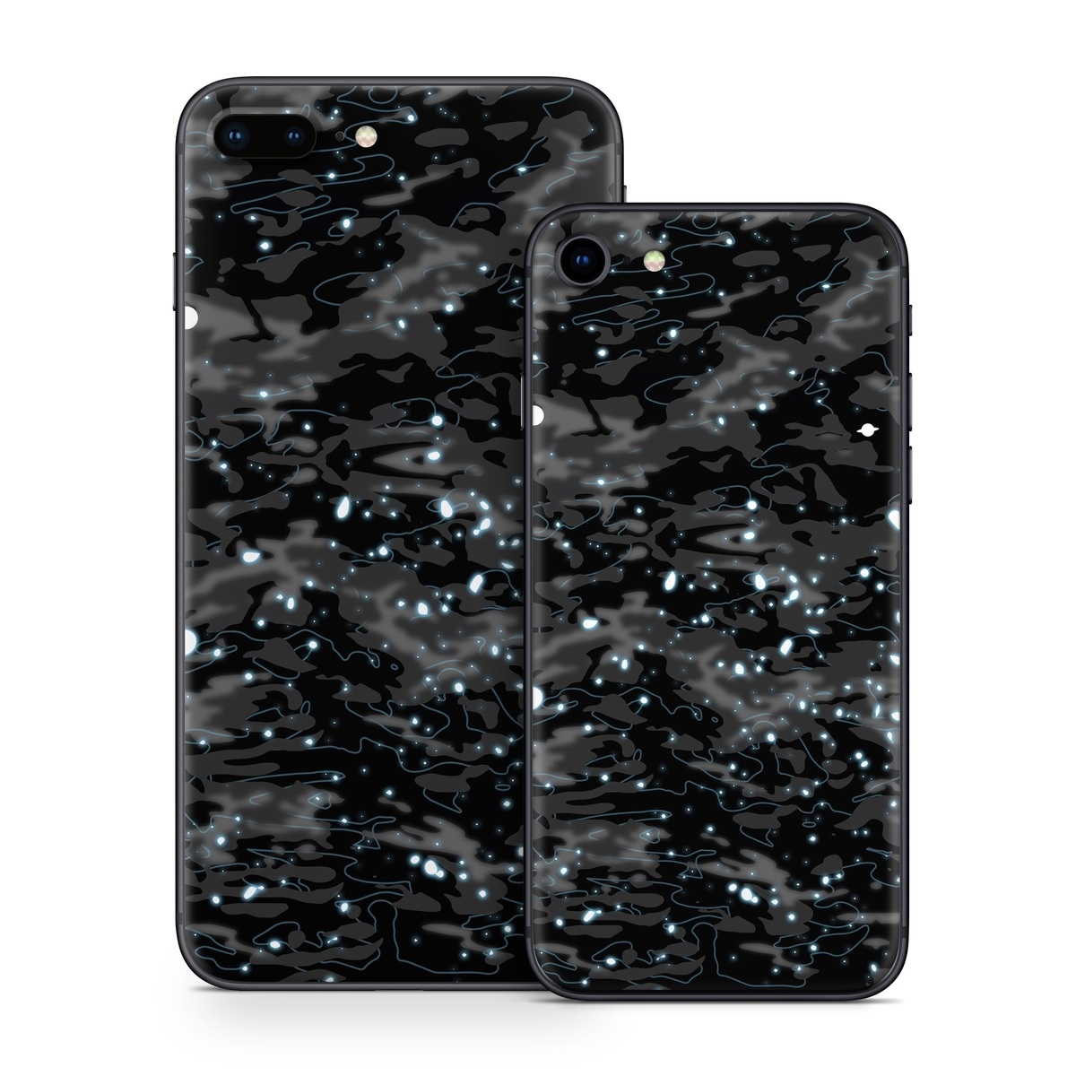 iPhone 8 Series Skin design of Black, Water, Space, Black-and-white, Granite, with blue, white, gray, blue colors
