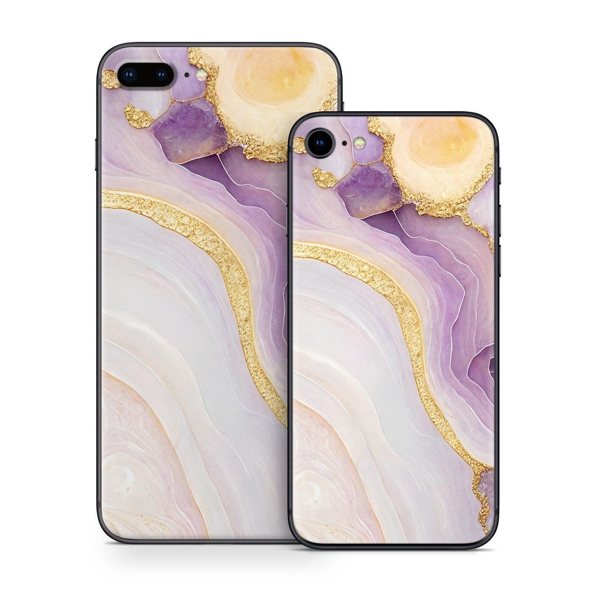 iPhone 8 Series Skin design of Purple, Dishware, Violet, Art, Pattern, Serveware, Painting, Metal, Circle, Ceiling, with purple, white, yellow, orange colors