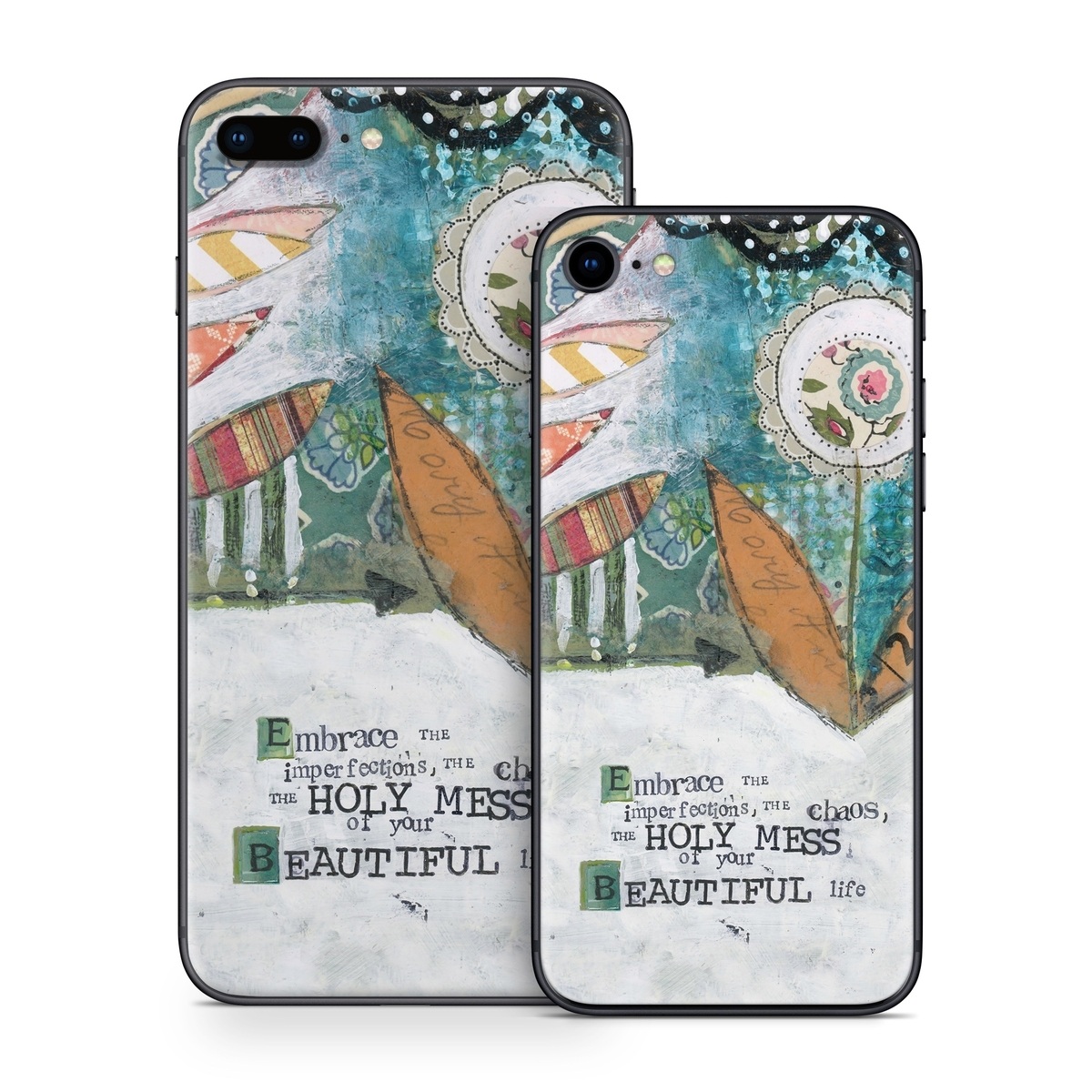 iPhone 8 Series Skin design of Leaf, Font, Plant, Illustration, Art, with blue, white, green, red, orange, yellow colors