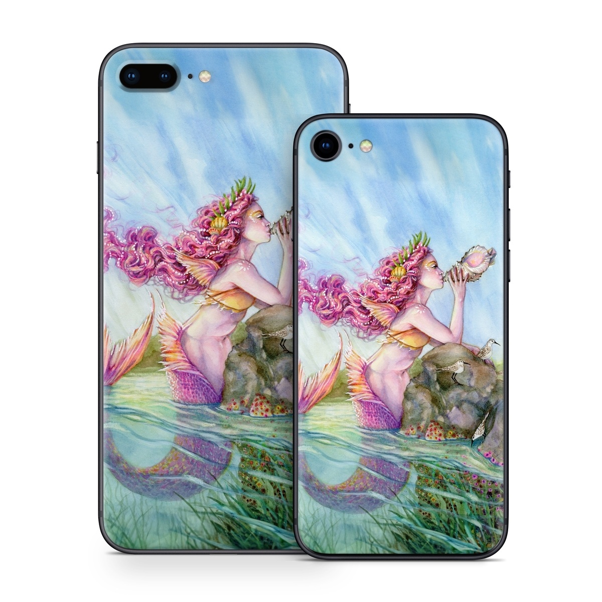 iPhone 8 Series Skin design of Cg artwork, Mythology, Illustration, Fictional character, Watercolor paint, Art, Painting, Plant, Mythical creature, with blue, pink, purple, green, gray colors
