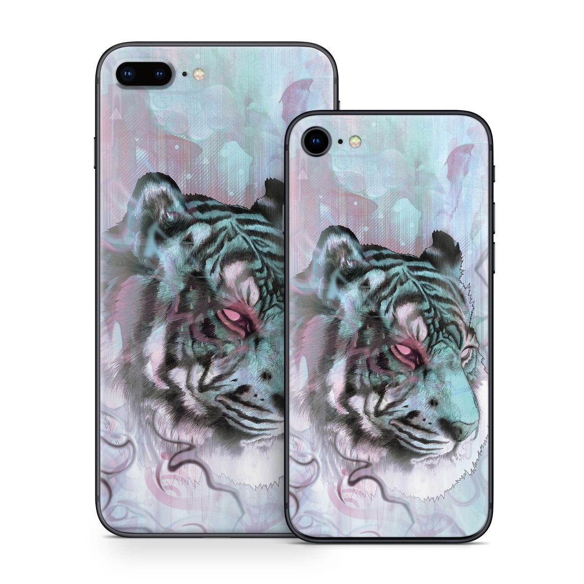 iPhone 8 Series Skin design of Watercolor paint, Illustration, Art, Visual arts, Drawing, Graphic design, Pattern, Painting, Acrylic paint, Fictional character, with gray, purple, black colors