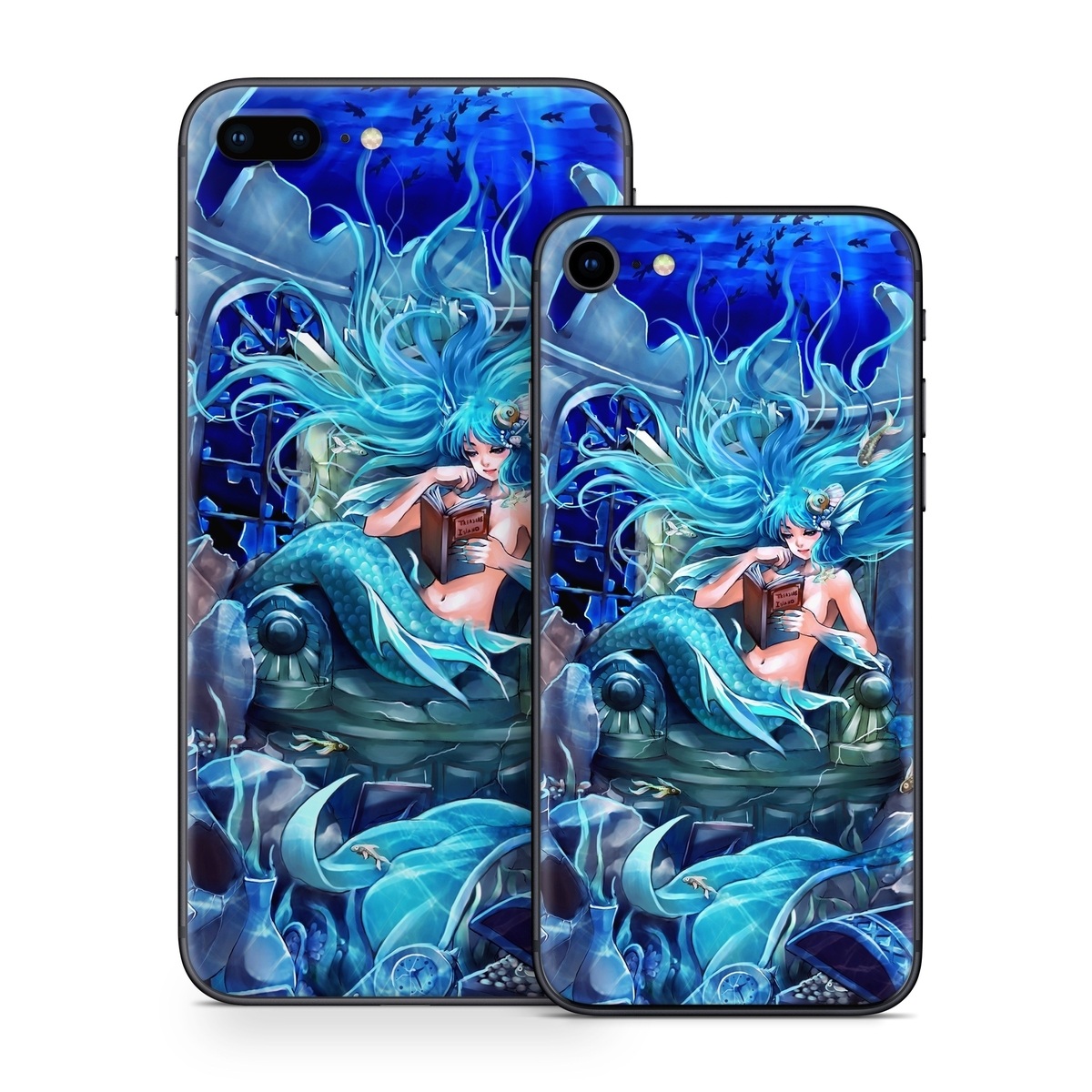 iPhone 8 Series Skin design of Cg artwork, Fictional character, Electric blue, Illustration, Art, Mythology, Dragon, Games, Mythical creature, with blue, black, yellow, white colors