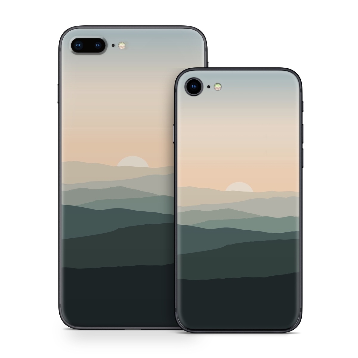 iPhone 8 Series Skin design of Sky, Mountain, Afterglow, Cloud, Highland, Dusk, Sunrise, Landscape, Sunset, Cumulus, with black, gray, white, orange, yellow colors