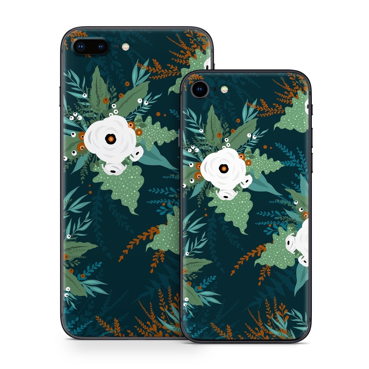 iPhone 8 Series Skin design of Pattern, Branch, Tree, Illustration, Design, Plant, Textile, Art, Visual arts, Space, with green, white, red, blue colors