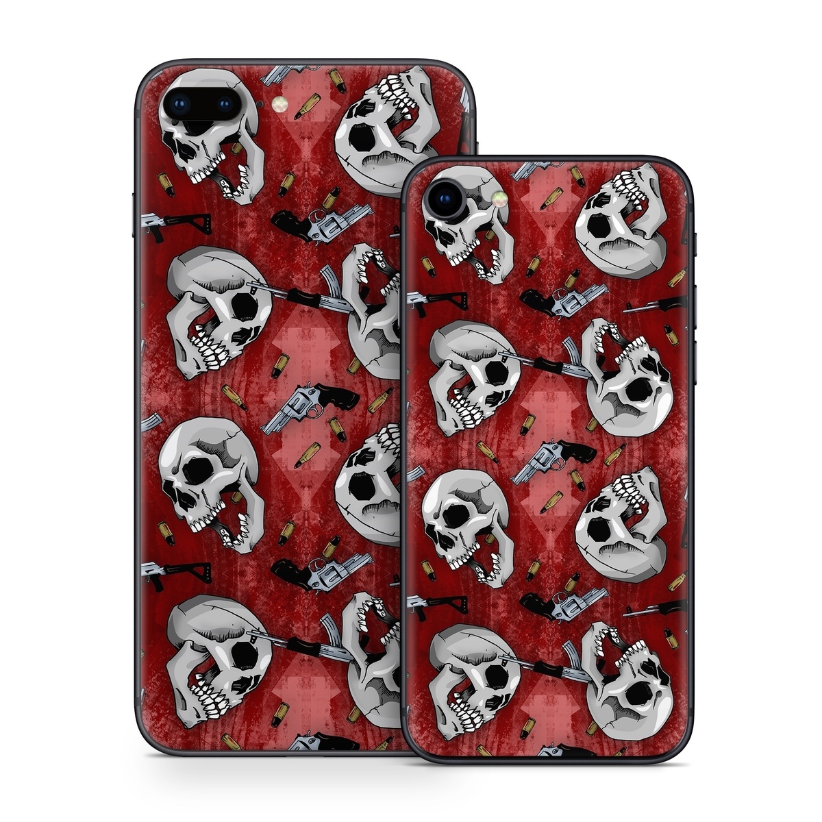 iPhone 8 Series Skin design of Skull, Red, Bone, Personal protective equipment, Skeleton, Mask, Font, Sports gear, Headgear, Pattern, with black, red, gray colors