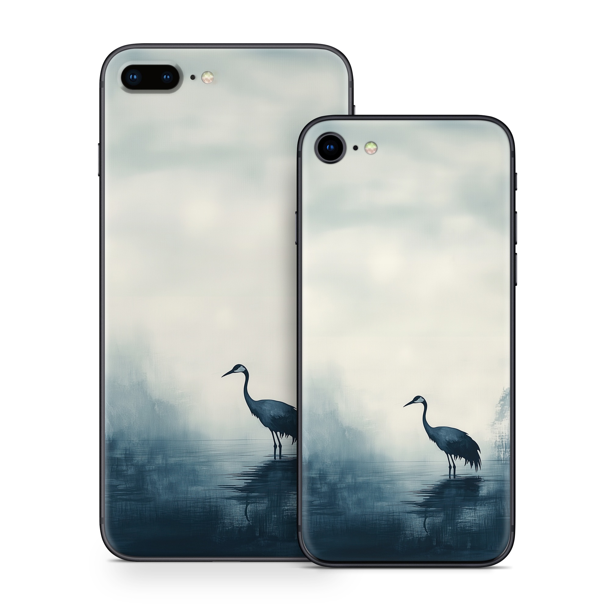 iPhone 8 Series Skin design of Bird, Water, Beak, Feather, Natural landscape, Pelecaniformes, Sky, Wing, Water bird, Heron, with black, blue, white, gray colors